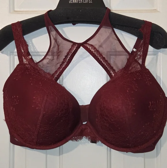 Victoria's Secret: Very Sexy Push-up Harness Burgundy Red Lace Bra. Size 40DD. - Picture 9 of 15